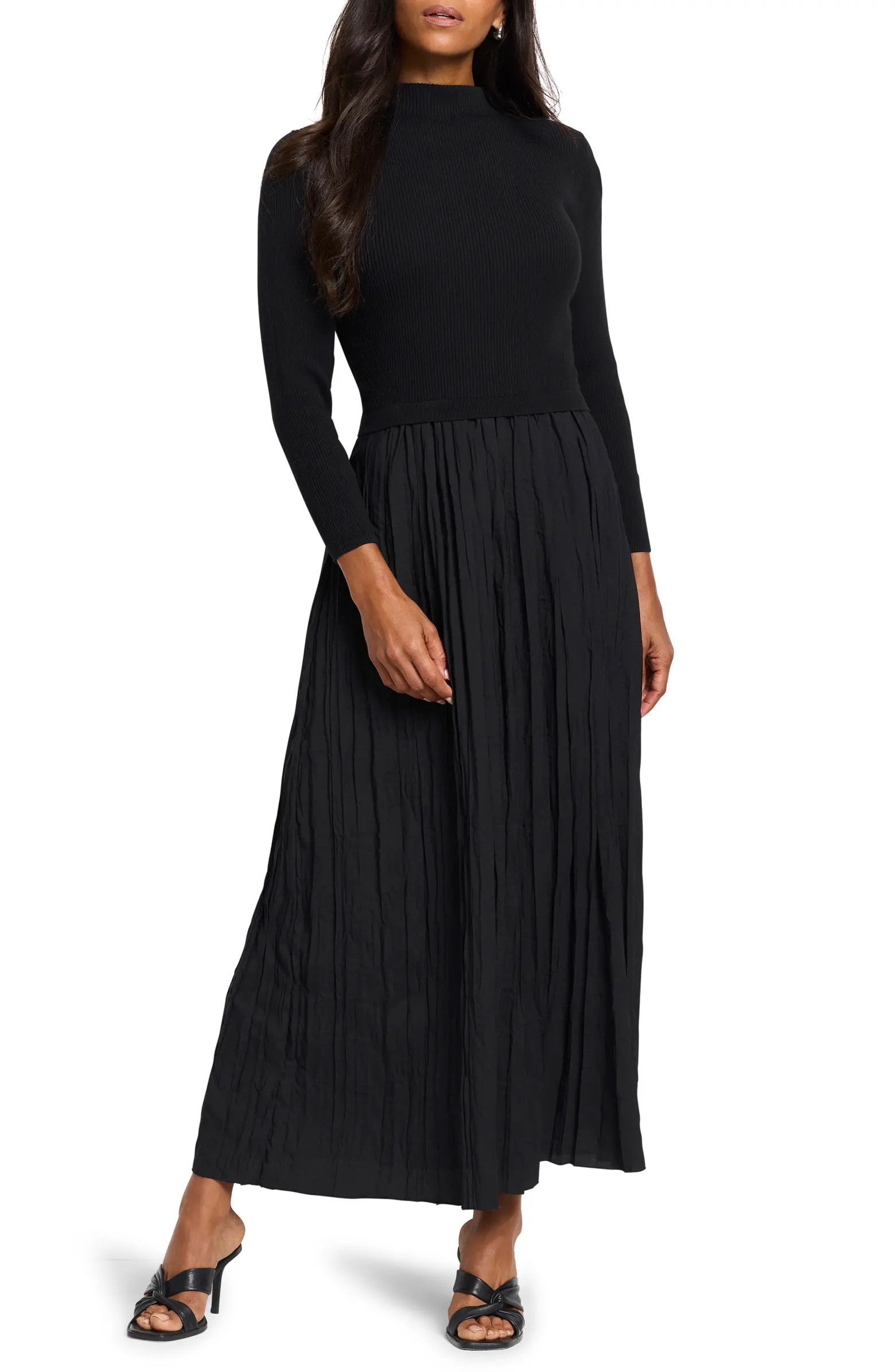 Kira Long Sleeve Knit & Woven Dress | Nordstrom