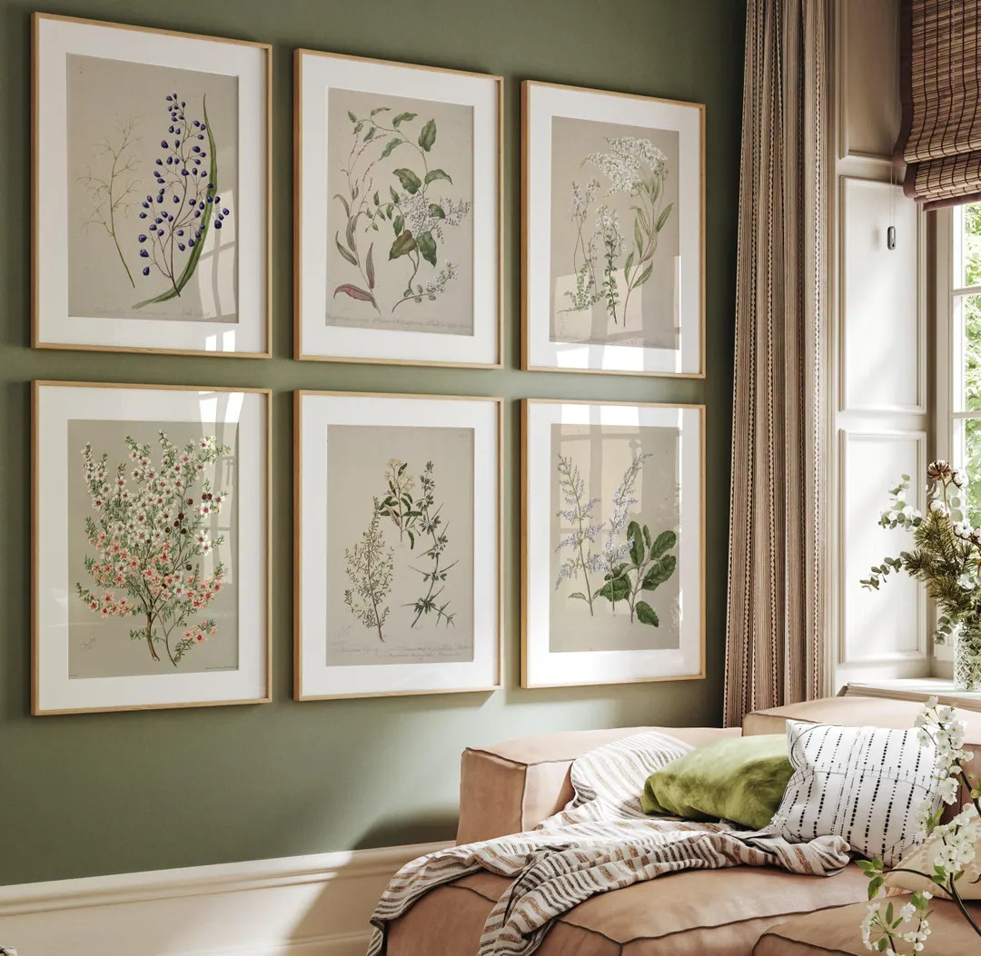 Set of 6 Botanical Print, Set of 6 Vintage Prints, Set of 6 Botanical Fern Prints, Modern Flower ... | Etsy (US)