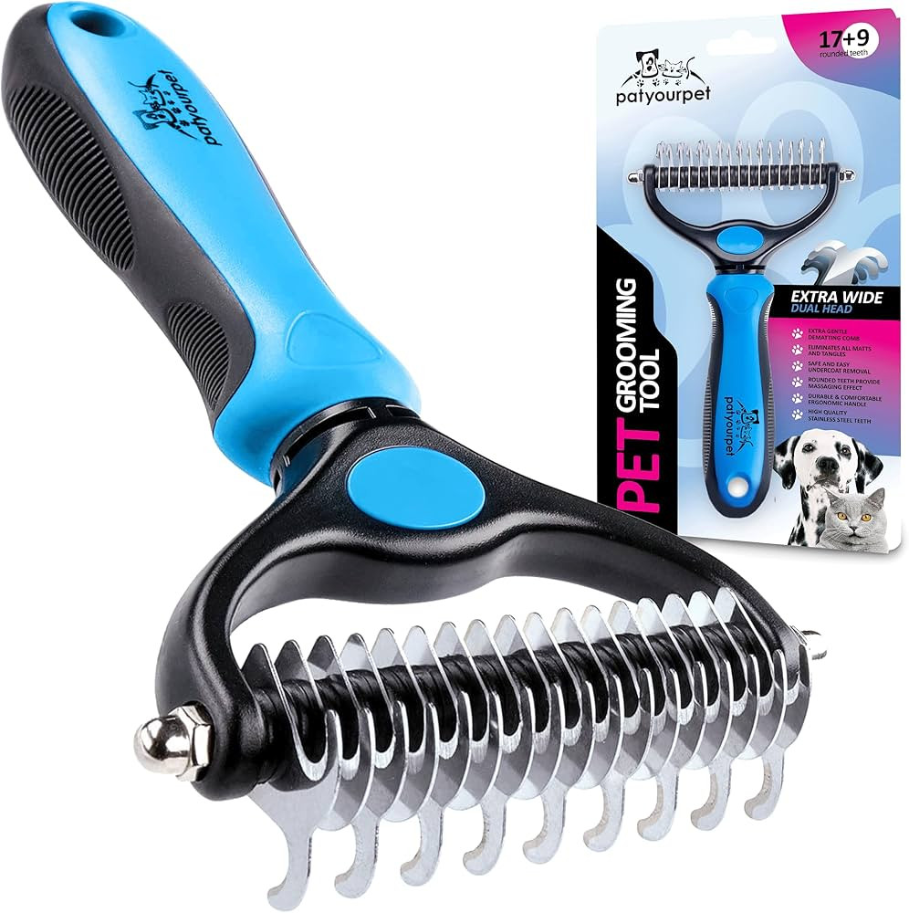 Pat Your Pet Deshedding Brush - Double-Sided Undercoat Rake for Dogs & Cats - Shedding Comb and D... | Amazon (US)