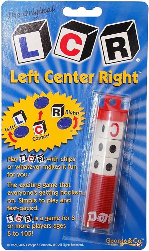 LCR - Left Center Right Dice Game - Random Color, 3 Players | Amazon (US)