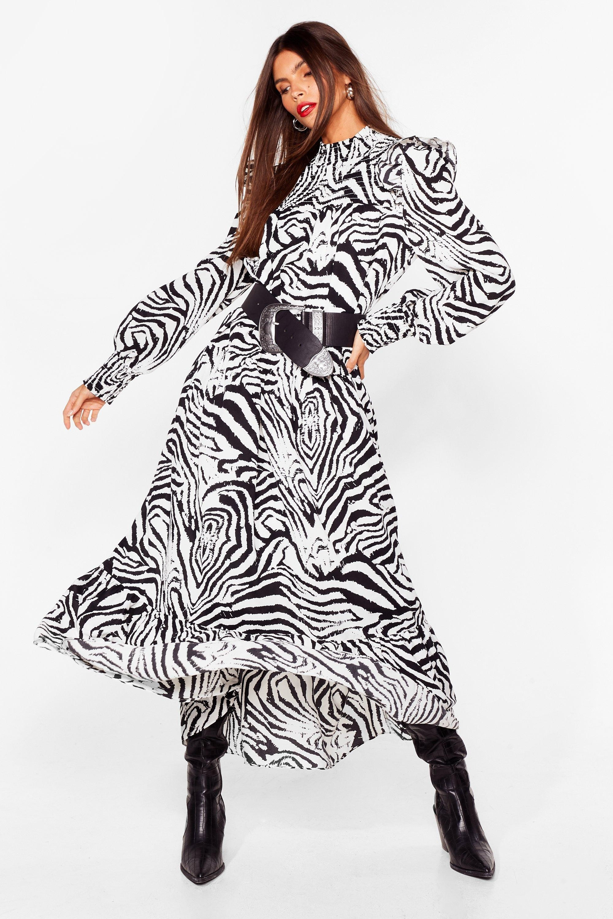 Womens Herd You Loud and Clear Zebra Maxi Dress - Black | NastyGal (US & CA)