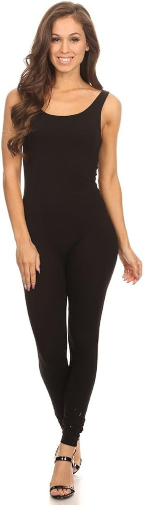 Stretch Cotton Bodysuit Women's Scoop Neck Sleeveless Stretch Cotton One Piece Jumpsuits Unitard ... | Amazon (US)
