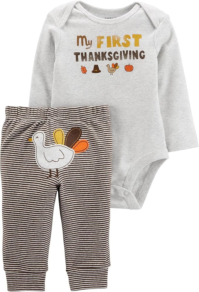 Amazon.com: Carter's Baby 2-Piece Thanksgiving Bodysuit Pant Set (12 Months, Brown/Vanilla Cream)... | Amazon (US)