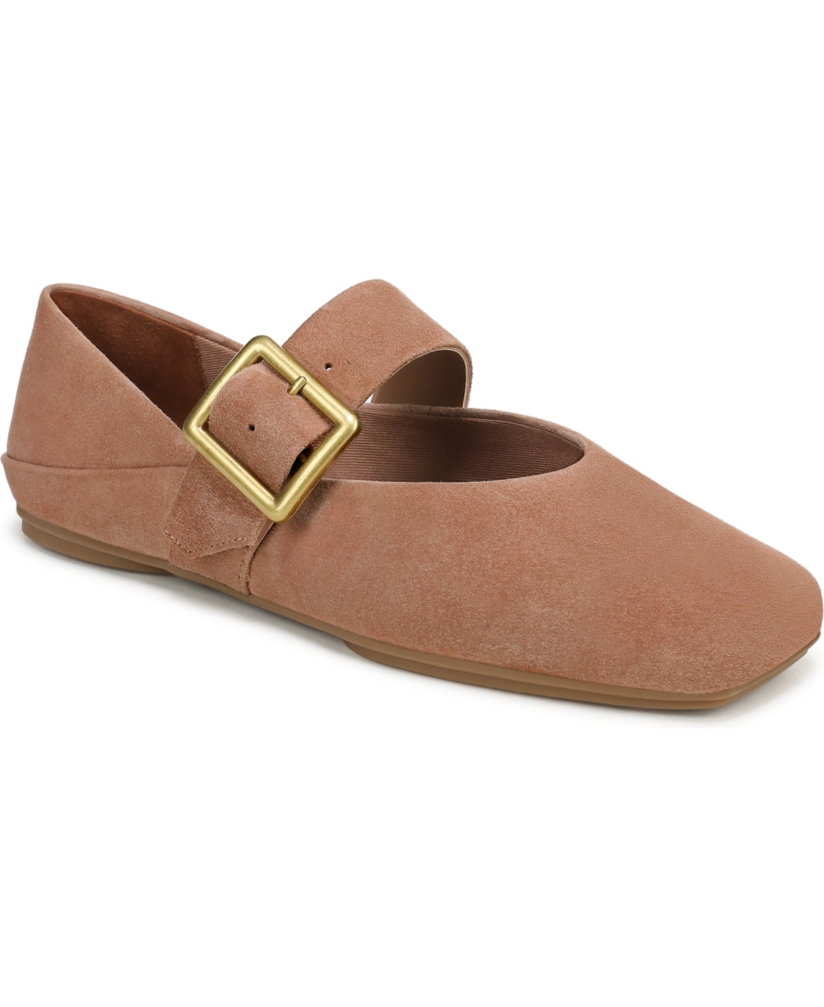 Franco Sarto Women's Oakes Square Toe Ballerina Flats - Sunset Blush Suede | Macy's