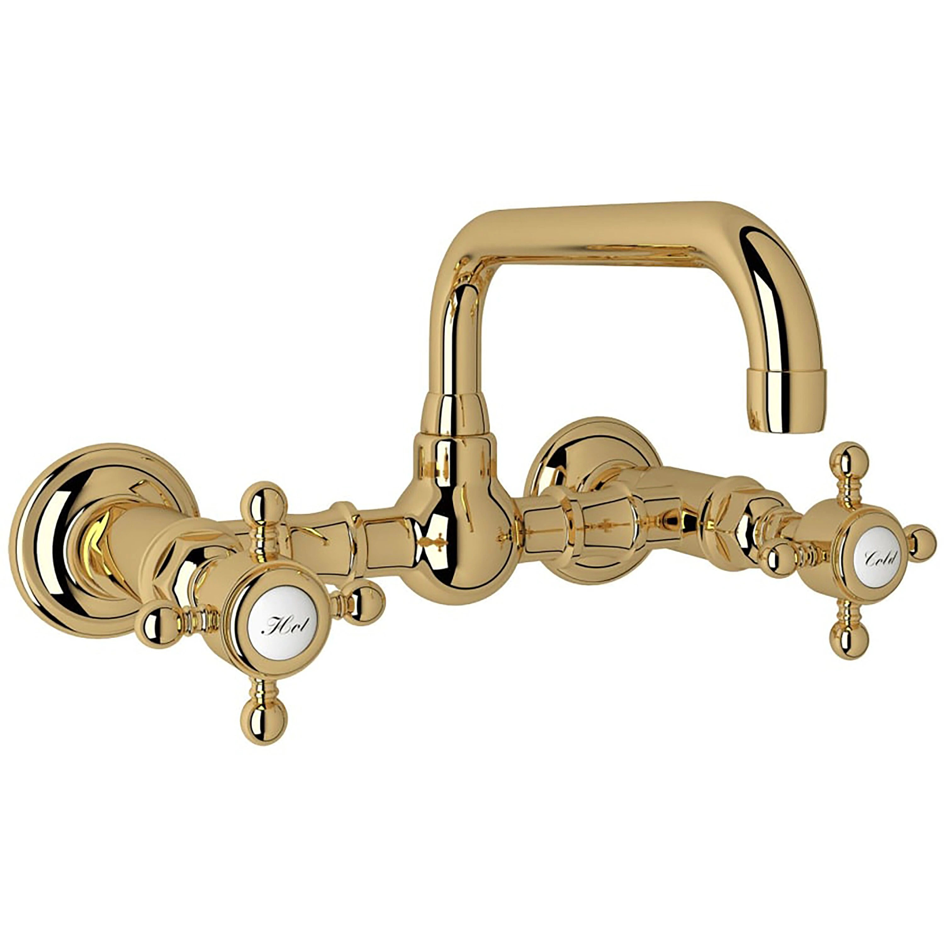 Rohl Italian Brass Wall-mount 2-handle Swivel Residential Handle Bathroom Sink Faucet | A1423XMIB-2 | Lowe's