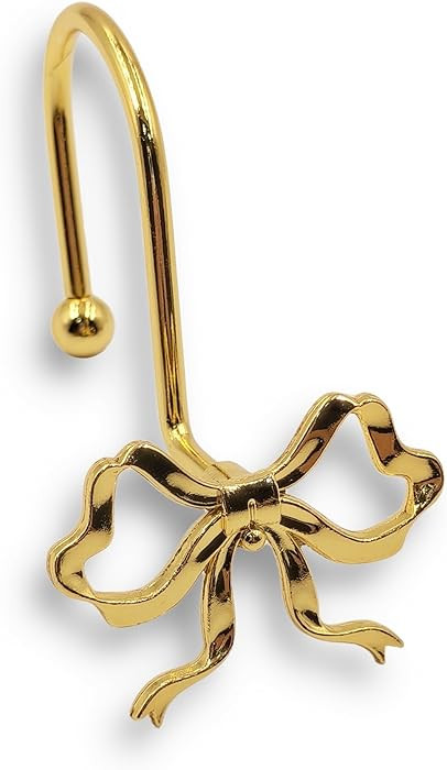 Gold Bow Shower Curtain Hooks, 12 Pack Decorative Metal Rust Proof Shower Curtain Rings for Bathr... | Amazon (US)
