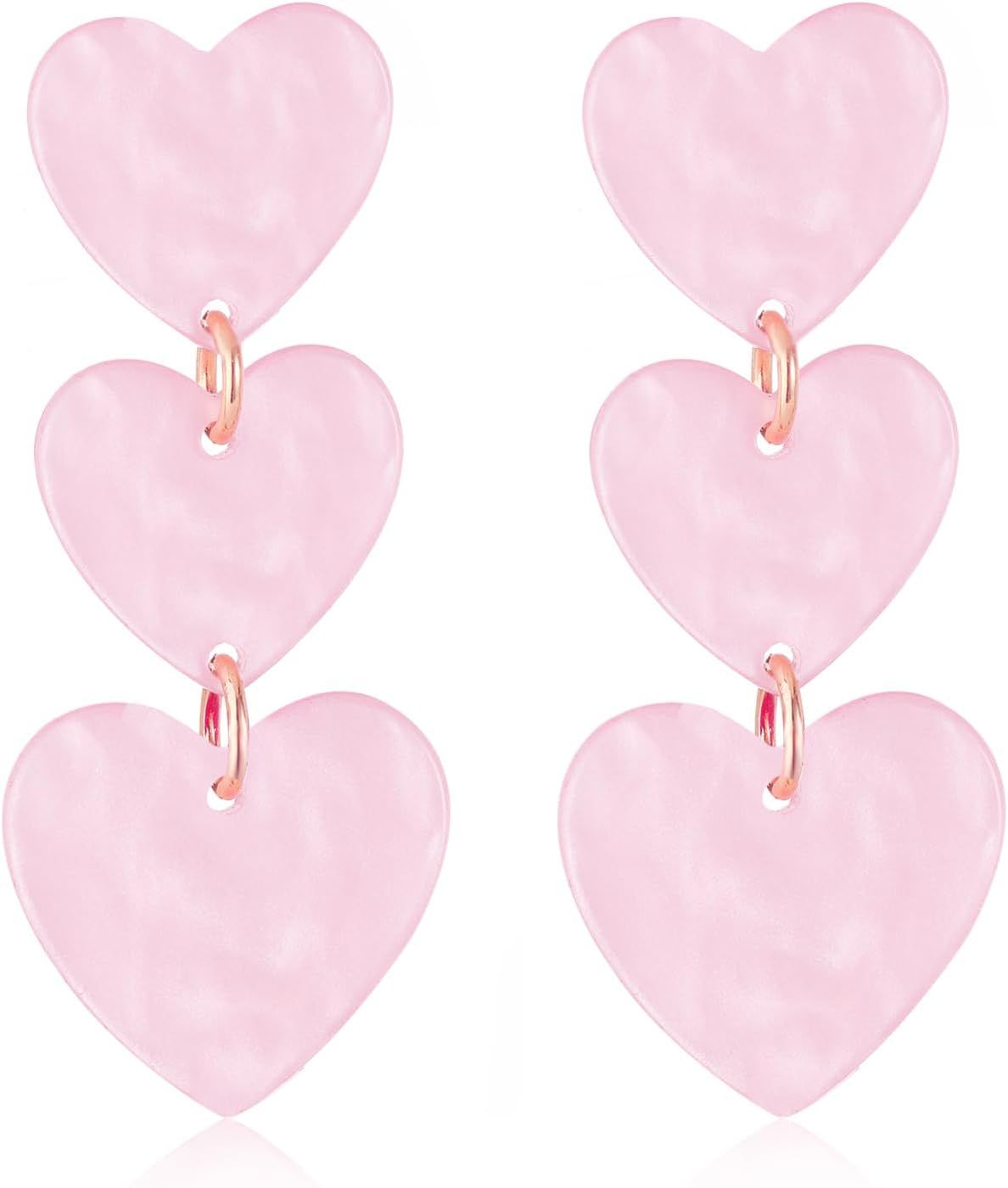Heart Dangle Earrings for Women Teen Girls Hot Pik Heart Earrings Black Purple Red Heart Drop Ear... | Amazon (US)