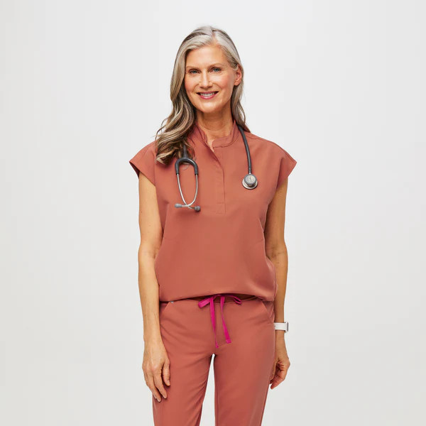Women's Rafaela™ Oversized Scrub Top - Terracotta · FIGS | FIGS