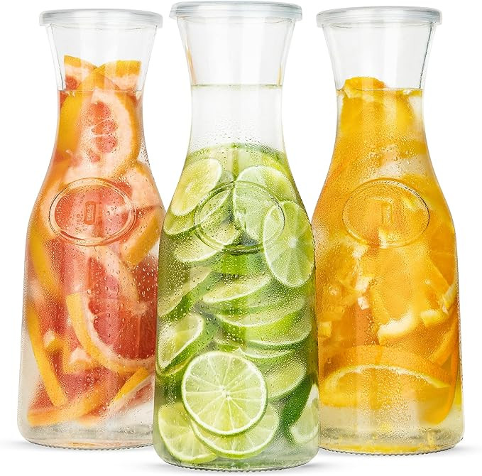 Glass Carafe Pitchers, by Kook, Large Carafe - set of 3, Beverage Dispensers, Clear Jugs For Mimo... | Amazon (US)