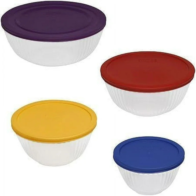 Pyrex 8-piece 100 Years Glass Mixing Bowl Set (Limited Edition) - Assorted Colors Lids | Walmart (US)