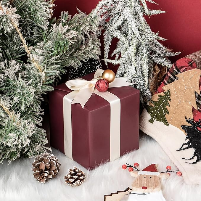 RUSPEPA Wine Red Wrapping Paper Solid Color- Mini Roll - for Christmas, Wedding, Birthday, Shower... | Amazon (US)