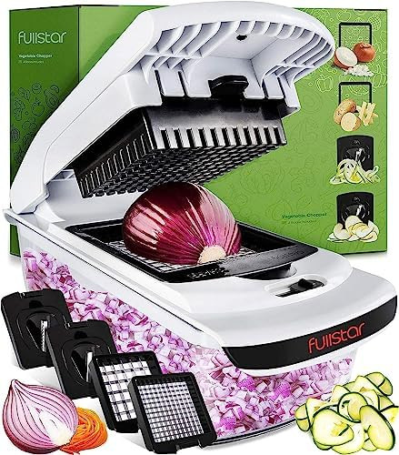 Fullstar Vegetable Chopper - Spiralizer Vegetable Slicer - Onion Chopper with Container - Pro Foo... | Amazon (US)