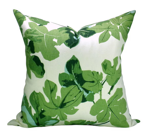 Pillow cover, Fig Leaf Faded on Hemp, green floral, Spark Modern pillows | Etsy (CAD)