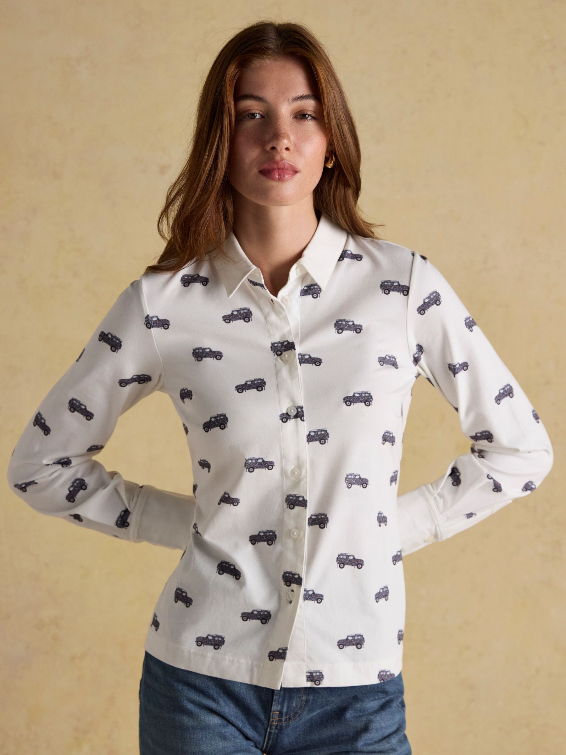 X Eleanor Tomlinson White 4x4 Cotton-Rich Jersey Shirt | Joules | Joules