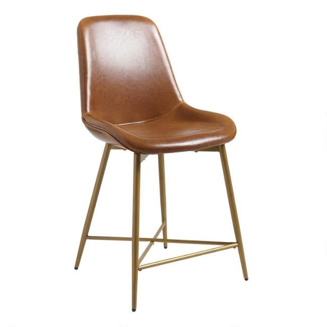 Tyler Bi Cast Leather Molded Counter Stool | World Market