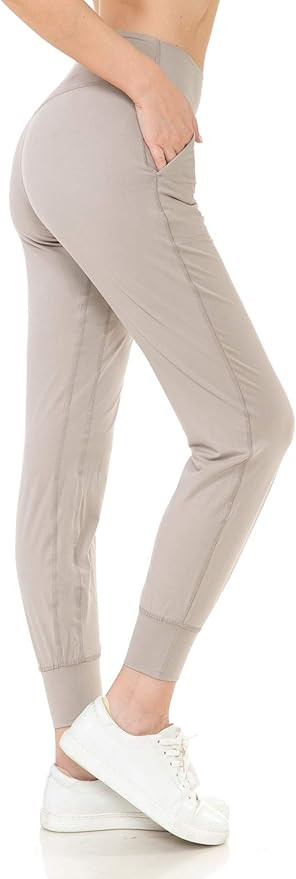 Leggings Depot Women's Printed Solid Activewear Jogger Track Cuff Sweatpants | Amazon (US)