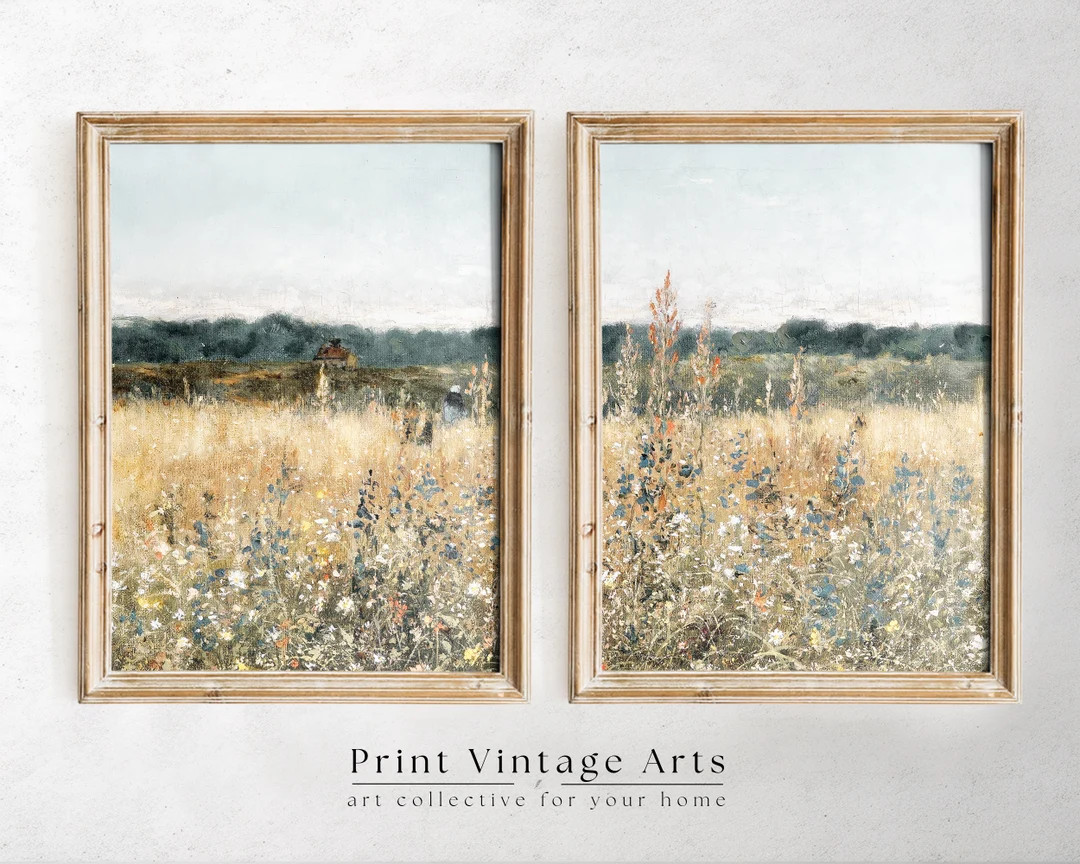 Printable Wildflower Country Field Oil Paintings Vintage Farm - Etsy | Etsy (US)