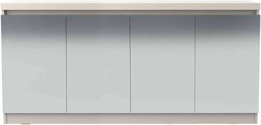 Viennese 6-Shelf Wood Mirrored Buffet in Off White | Amazon (US)
