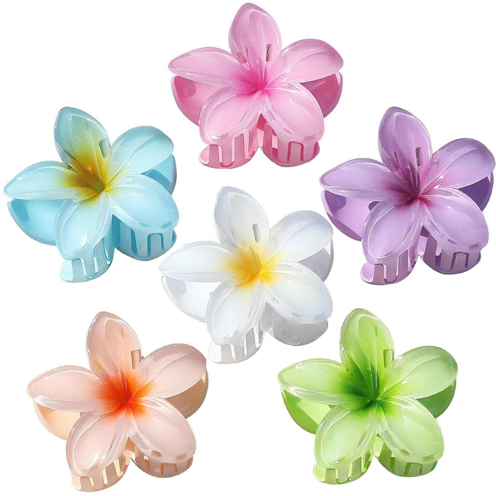 Sisiaipu Flower Hair Clips for Women 6 Pcs Hawaiian Large Claw Clips Plumeria Medium Hair Claw Clips for Thick Thin Hair Hibiscus Tropical Beach Hair Accessories for Women Girls and Girls (PS) | Amazon (US)