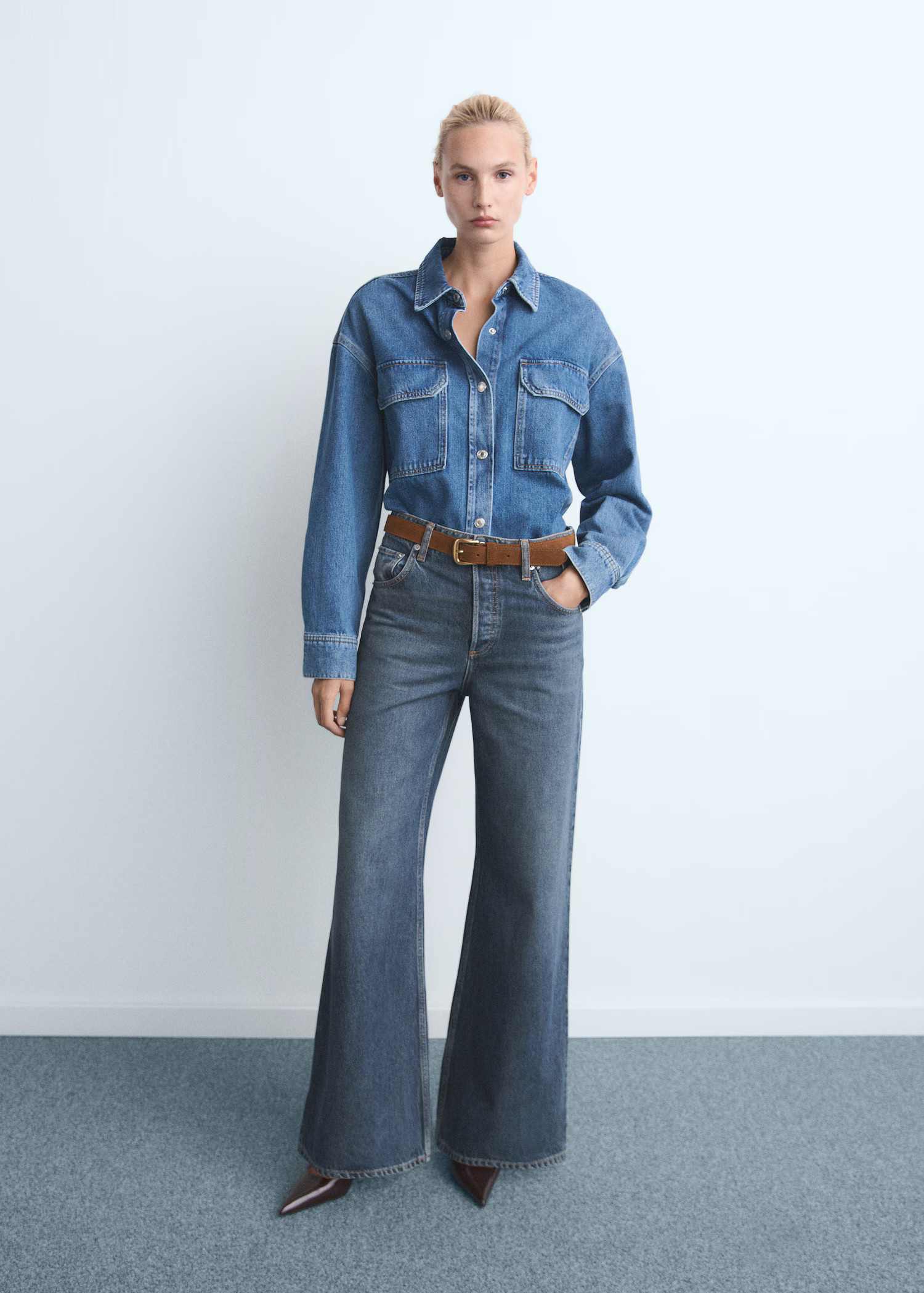 Wide-leg jeans with buttons | Mango (US/MX/AU)