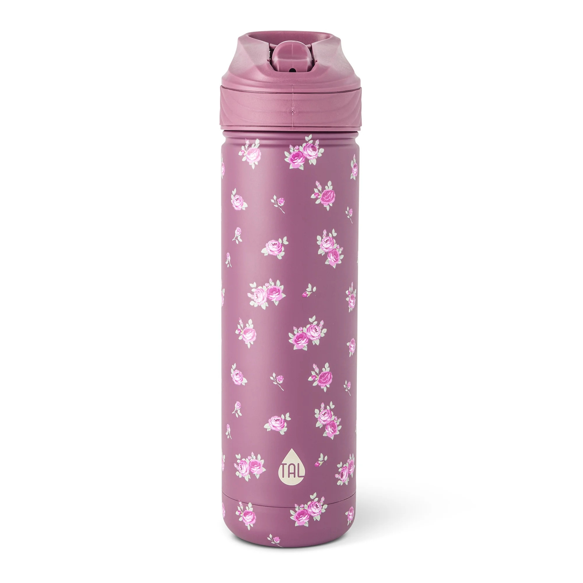 TAL 26oz Stainless Steel Ranger Water Bottle with Easy Sip Straw, Berry Floral | Walmart (US)