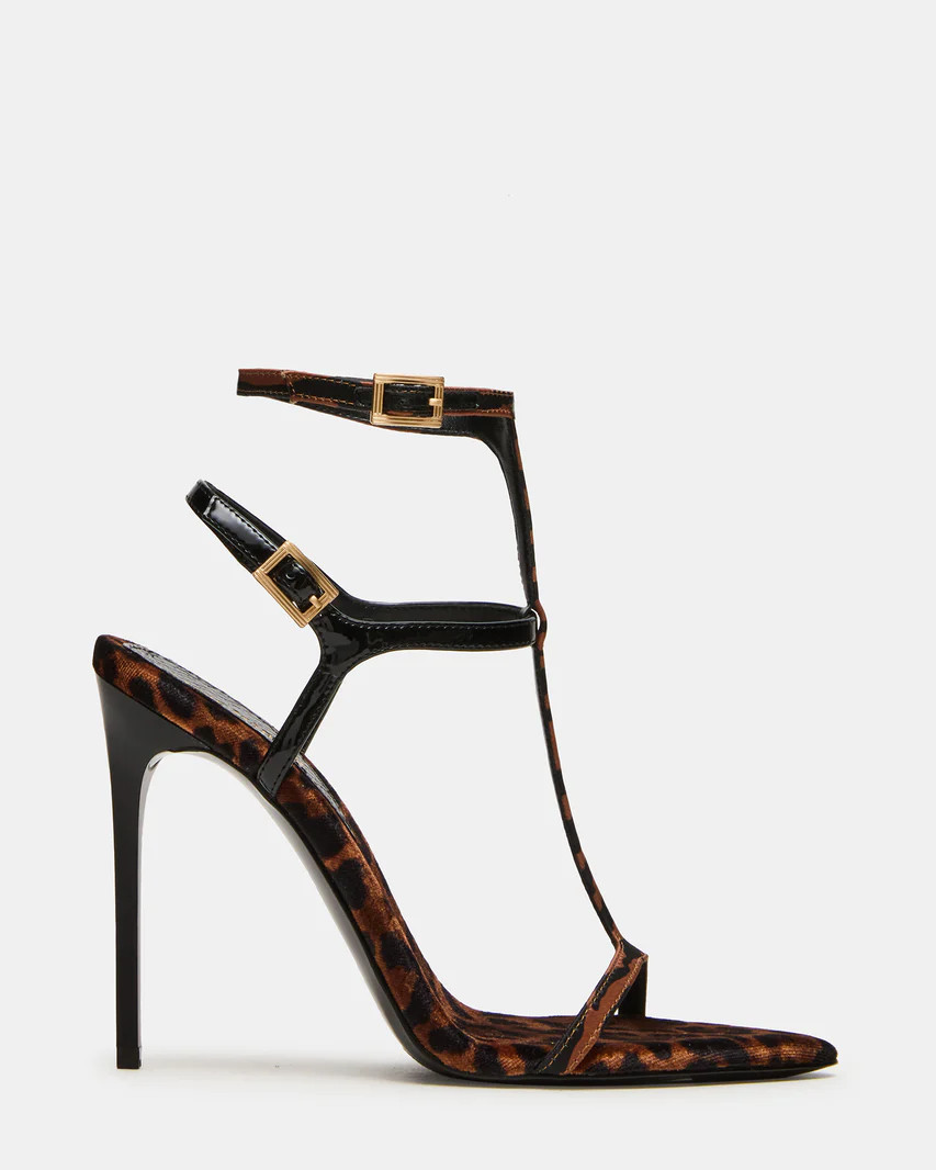 SALMA Animal Multi Stiletto Strappy Open-Toe Ankle Strap Women's Heel | Steve Madden (US)