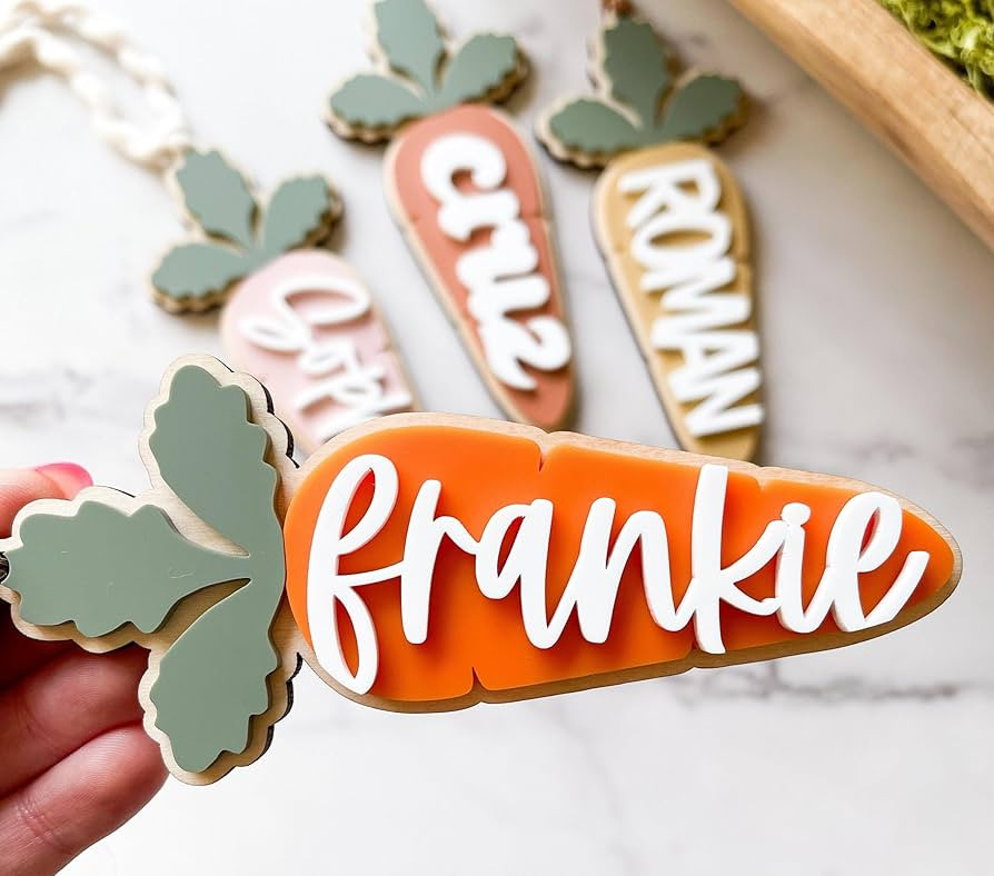 Personalized Carrot Easter Basket Tag, Easter Basket Name Tag, Carrot Easter Tag, Kids Easter Bas... | Amazon (US)