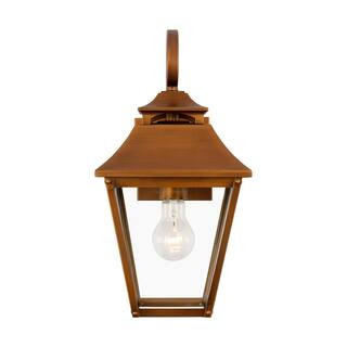 Generation Lighting Galena 16 in. H Natural Copper Outdoor Hardwired Small Wall Lantern Sconce wi... | The Home Depot