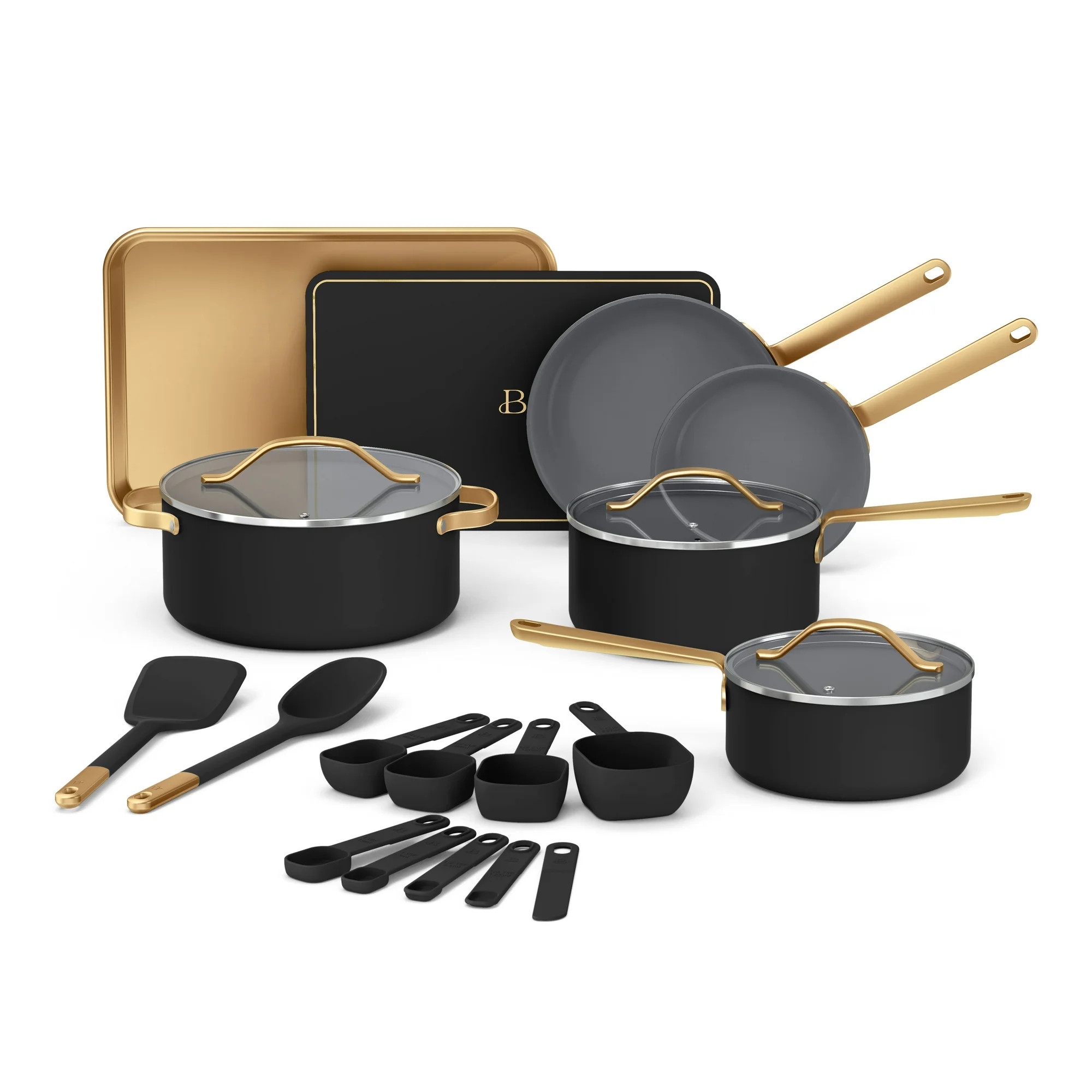 Beautiful 21-Piece Ceramic Nonstick Cookware Set with Pots and Pans, Bakeware, and Kitchen Tools,... | Walmart (US)