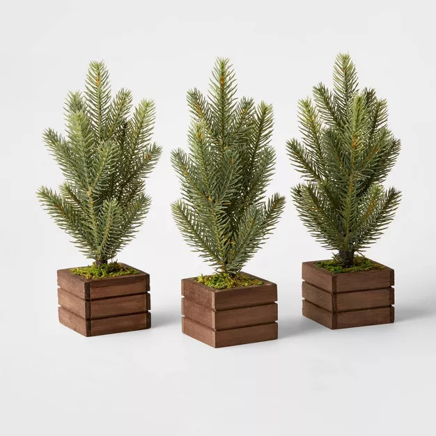 3ct 10" Faux Greenery Tree with Wood Base - Wondershop™ | Target