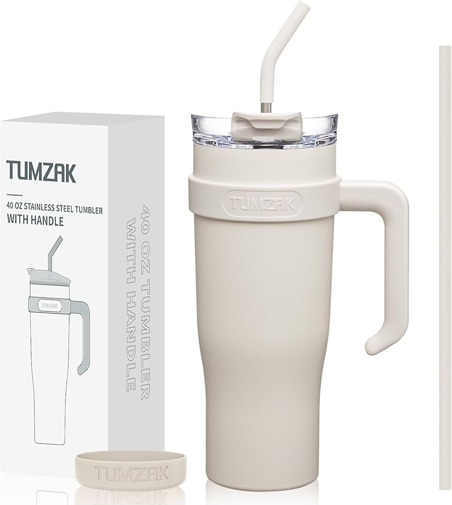 Tumzak Tumbler with Handle 40oz Stainless Steel Tumbler with Lid and Straw, Double Wall Vacuum In... | Amazon (US)