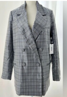 NWT! $400 JASON WU sequin plaid double breasted BLAZER Medium  | eBay | eBay US