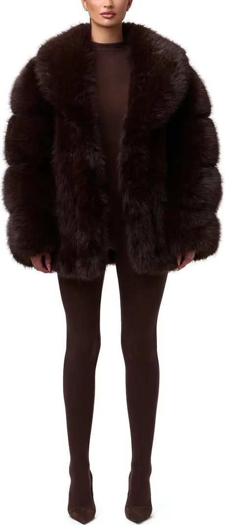 Naked Wardrobe Shawl Lapel Faux Fur Coat | Nordstrom | Nordstrom