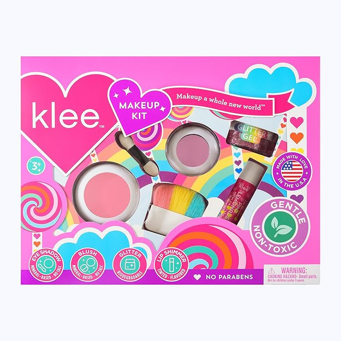 Klee Naturals Makeup Kit with Eye Shadow, Blush, Glitter Gel and Lip Shimmer. Kid-Friendly and No... | Amazon (US)
