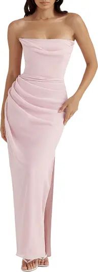 Adrienne Satin Strapless Gown Light Pink Gown Pink Formal Dress Pink Wedding Guest Dress Pink Outfit | Nordstrom