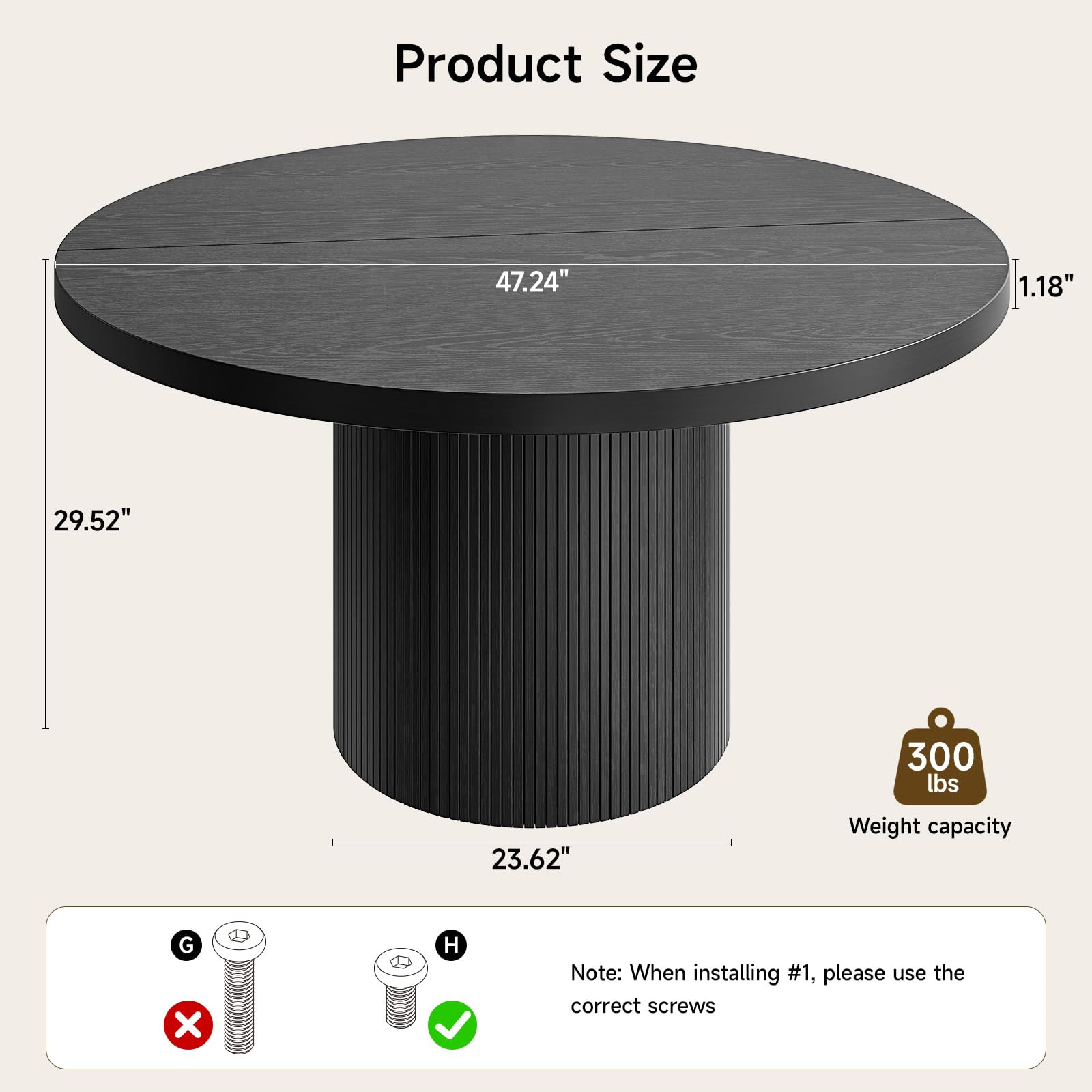 47 inch Round Dining Table for 4, Circle Kitchen Table with Wood Strip Base, Modern Farmhouse Din... | Amazon (US)