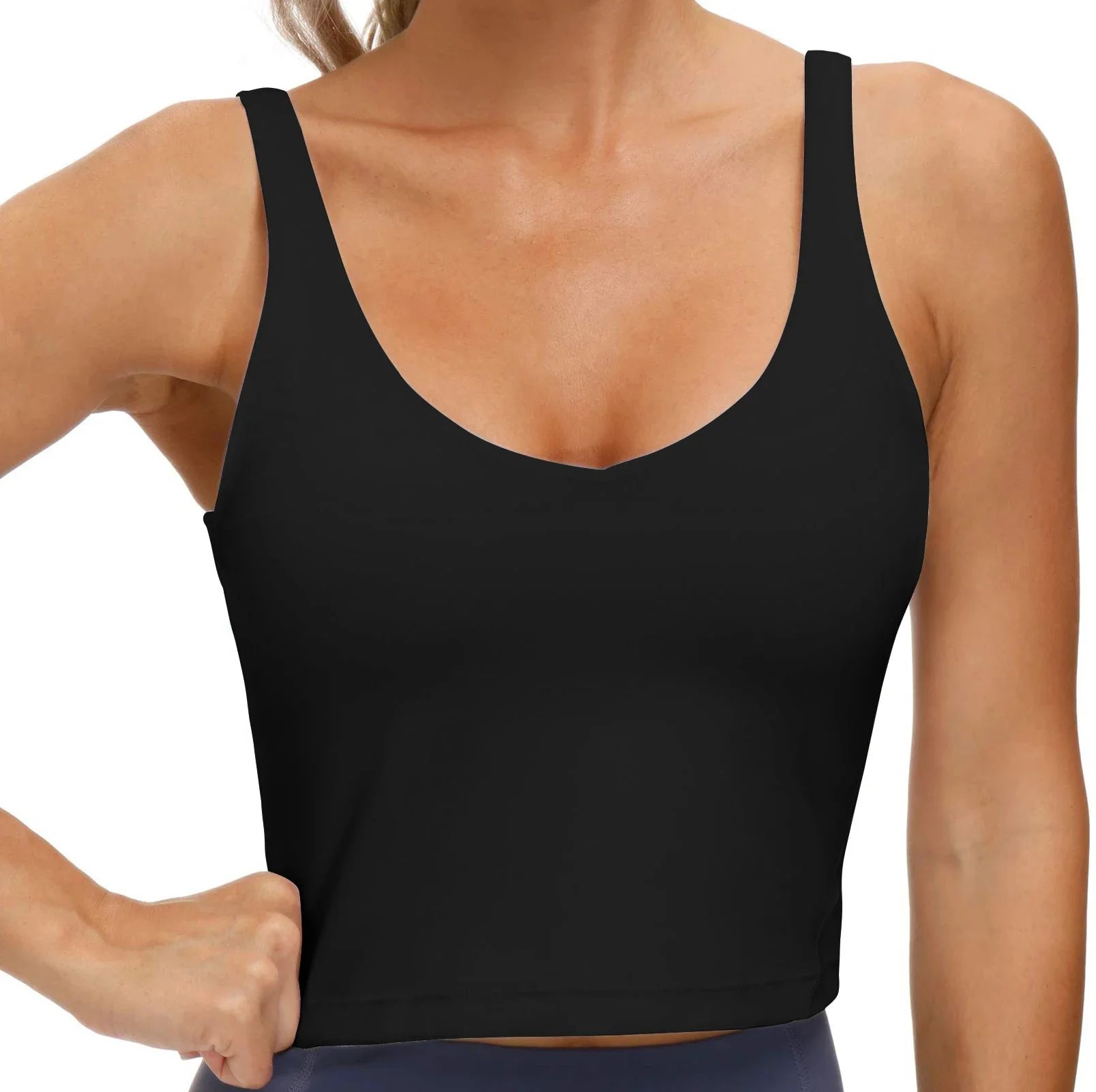 Rosvigor Womens Sports Bras Longline Wirefree Padded Workout Tank Tops for Women | Walmart (US)