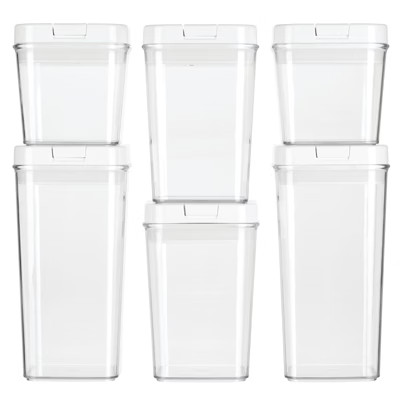 mDesign Airtight Food Storage Container with Lid for Kitchen, Set of 6 - Clear | Target