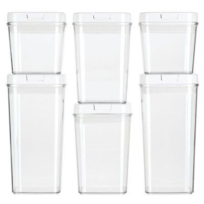 mDesign Airtight Food Storage Container with Lid for Kitchen, Set of 6 - Clear | Target