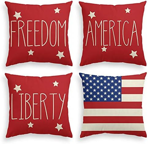 AVOIN 4th of July Patriotic Saying Throw Pillow Cover, 18 x 18 Inch Freedom America Liberty USA F... | Amazon (US)