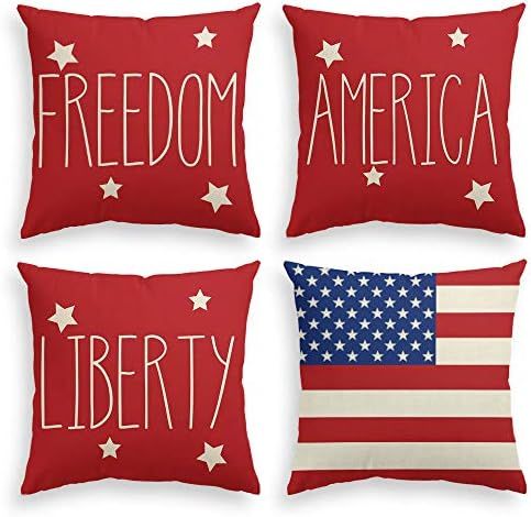 AVOIN 4th of July Patriotic Saying Throw Pillow Cover, 18 x 18 Inch Freedom America Liberty USA F... | Amazon (US)