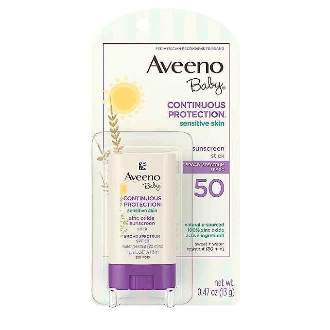Aveeno Baby Continuous Protection Mineral Sunscreen Stick for Sensitive Skin with Broad Spectrum ... | Amazon (US)