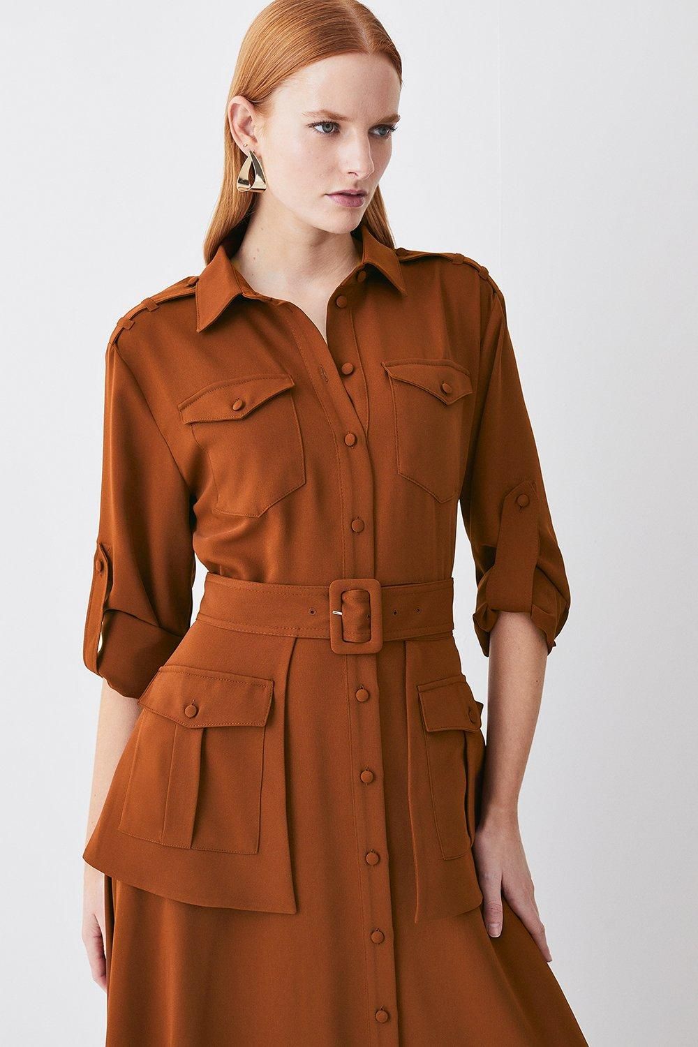 Lydia Millen Tall Soft Tailored Belted Maxi Shirt Dress | Karen Millen UK + IE + DE + NL