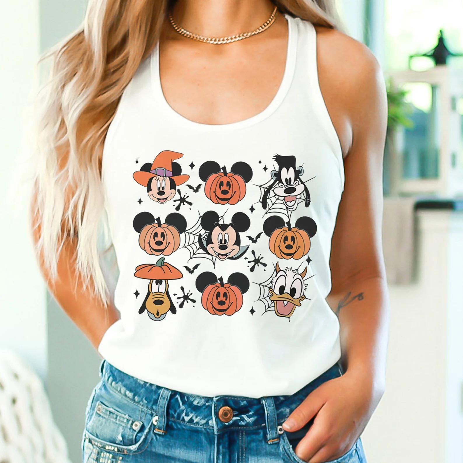 Mickey and Friends Disney Halloween Pumpkin Tank Top Retro - Etsy | Etsy (US)