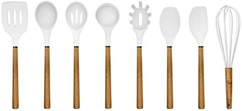 Country Kitchen 8 pc Non Stick Silicone Utensil Set with Rounded Wood Handles for Cooking and Bak... | Amazon (US)