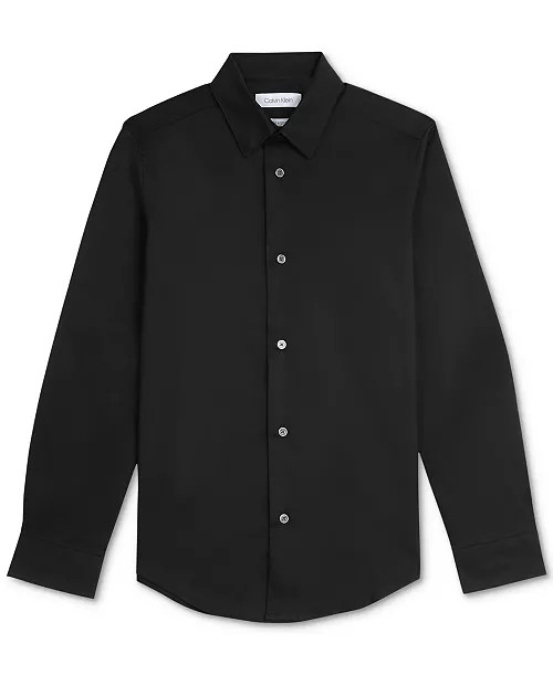 Calvin Klein Big Boys Slim Fit Solid Stretch Poplin Shirt  - Macy's | Macy's