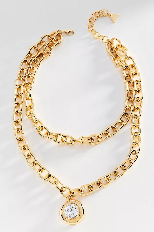 Chunky Bezel Crystal Pendant Necklace | Anthropologie (US)