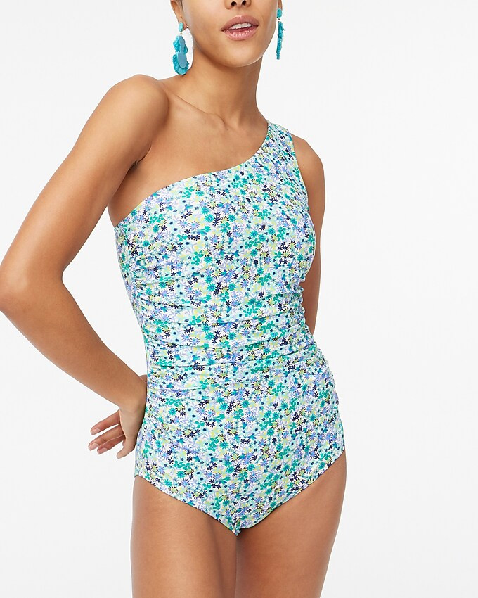 Floral ruched one-shoulder swimsuit | J.Crew Factory