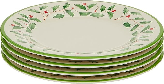 Lenox 863668 Holiday 4-Piece Melamine Accent Plate Set, 12 cubic inches, Christmas Dinnerware, Ho... | Amazon (US)