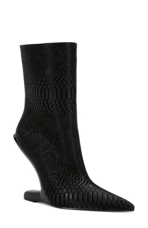 AZALEA WANG Glacielle Croc Embossed Heelless Bootie in Black at Nordstrom, Size 7.5 | Nordstrom